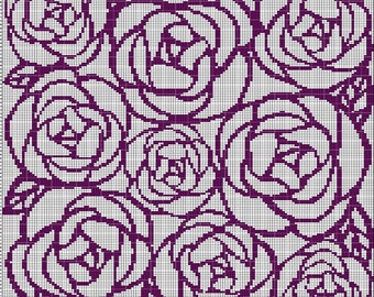 Roses mosaic crochet afghan pattern graph