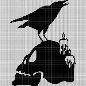 Raven skull crochet afghan pattern graph