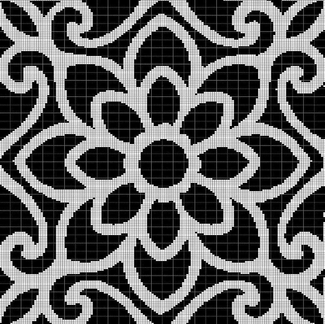 Black and White Crochet Afghan Pattern Graph - Etsy