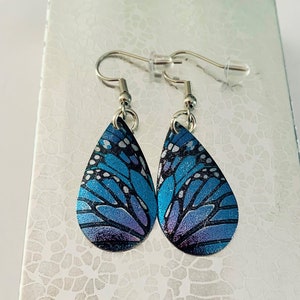 Butterfly Wing Earrings, Blue Wing Earrings