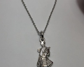 Cleopatra, Africa Necklace, Sterling Silver 925, Plated Rhodium. Pendant Egypt