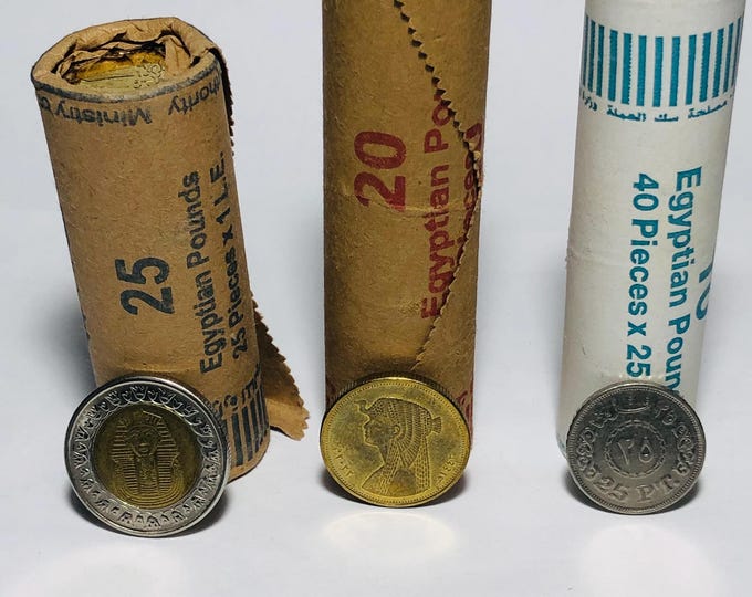 105 Coin 2022 Egyptian 105 Coin 3 Roll Set: King Tut Pound, Cleopatra, 25 ...