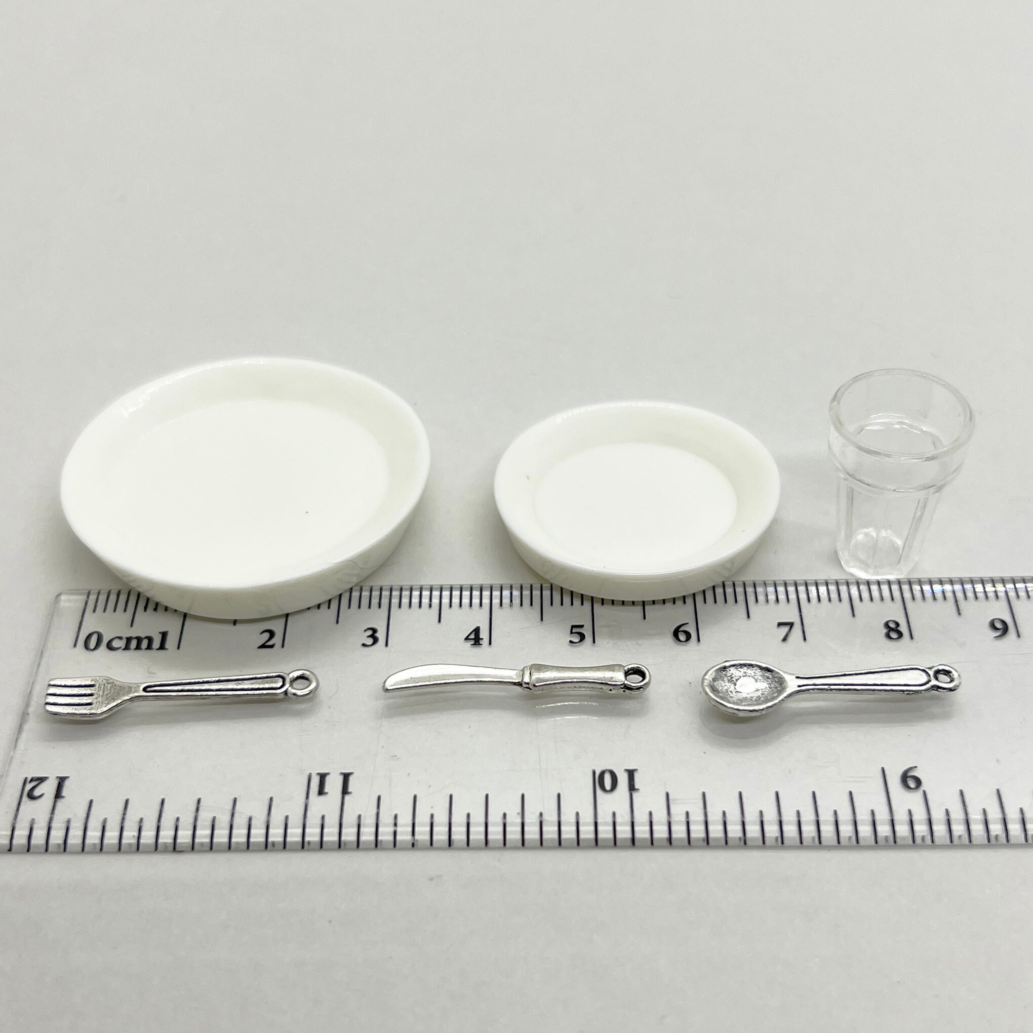 1:6 Scale Dish & Cutlery for Two - Tableware - for Dollhouse Food, 12 ...