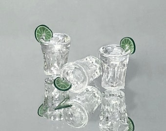 Two 1:6 scale vodka glasses for 12'' doll dioramas