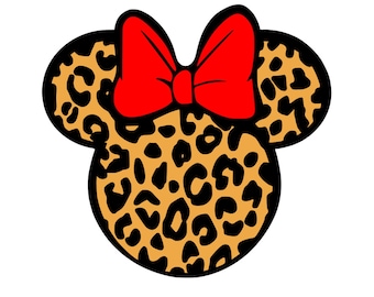 Layered Leopard Mouse head SVG, Minnii SVG, Minnie Head Instant download for Cricut and Silhouette, digital cut file, Dxf, Png, Svg