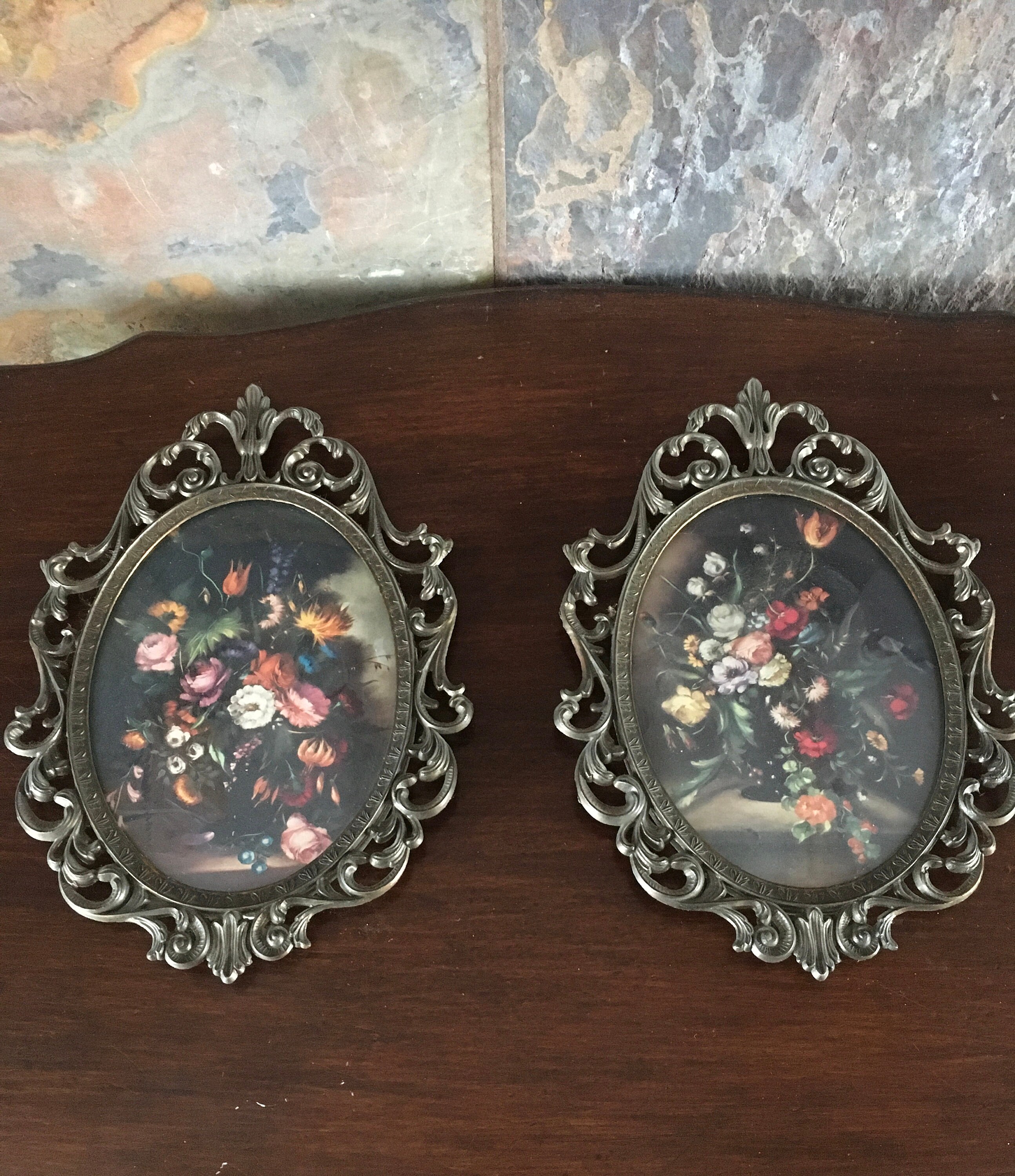Vintage Italian Floral Metal Art Frames Etsy