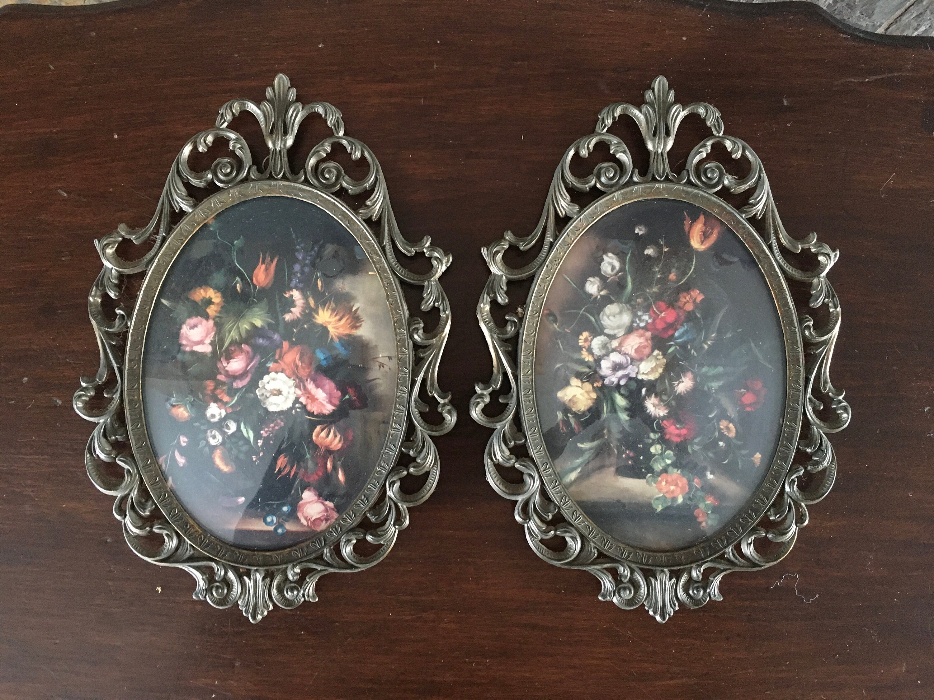 Vintage Italian Floral Metal Art Frames Etsy