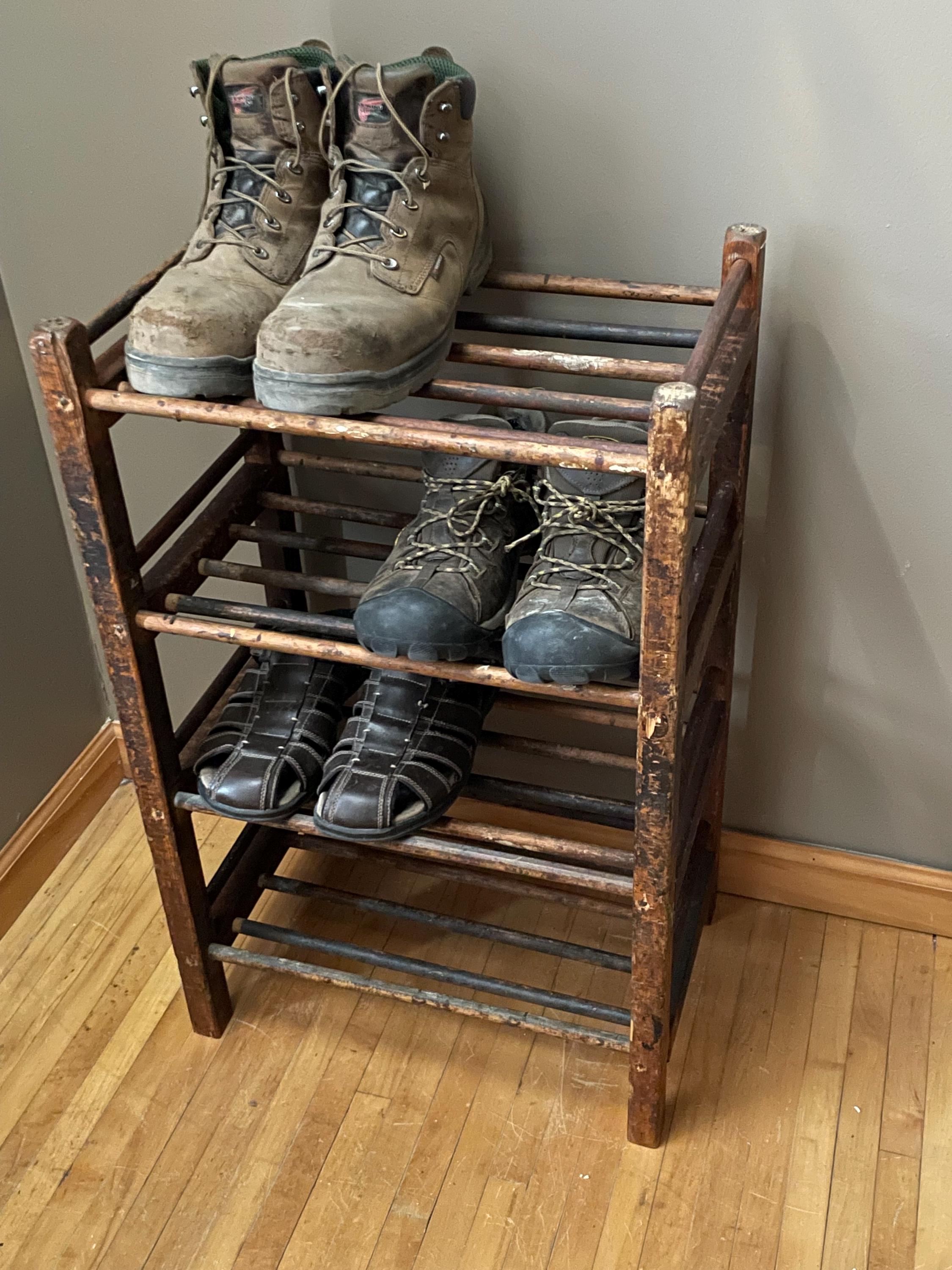 アンティーク　アメリカ　シューラック Authentic Antique Shoe Factory Rack Short Version 31” Tall X