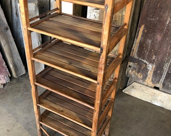Authentic 1900’s East Coast Shoe Factory Rolling Rack With Wood Slat Shelves  55” T x 22” W x 15” D -Pre Order Listing Delivery in 4-6 weeks