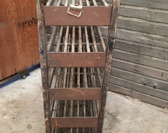 Authentic Antique Wooden Shoe Factory Rack on Original Casters 48