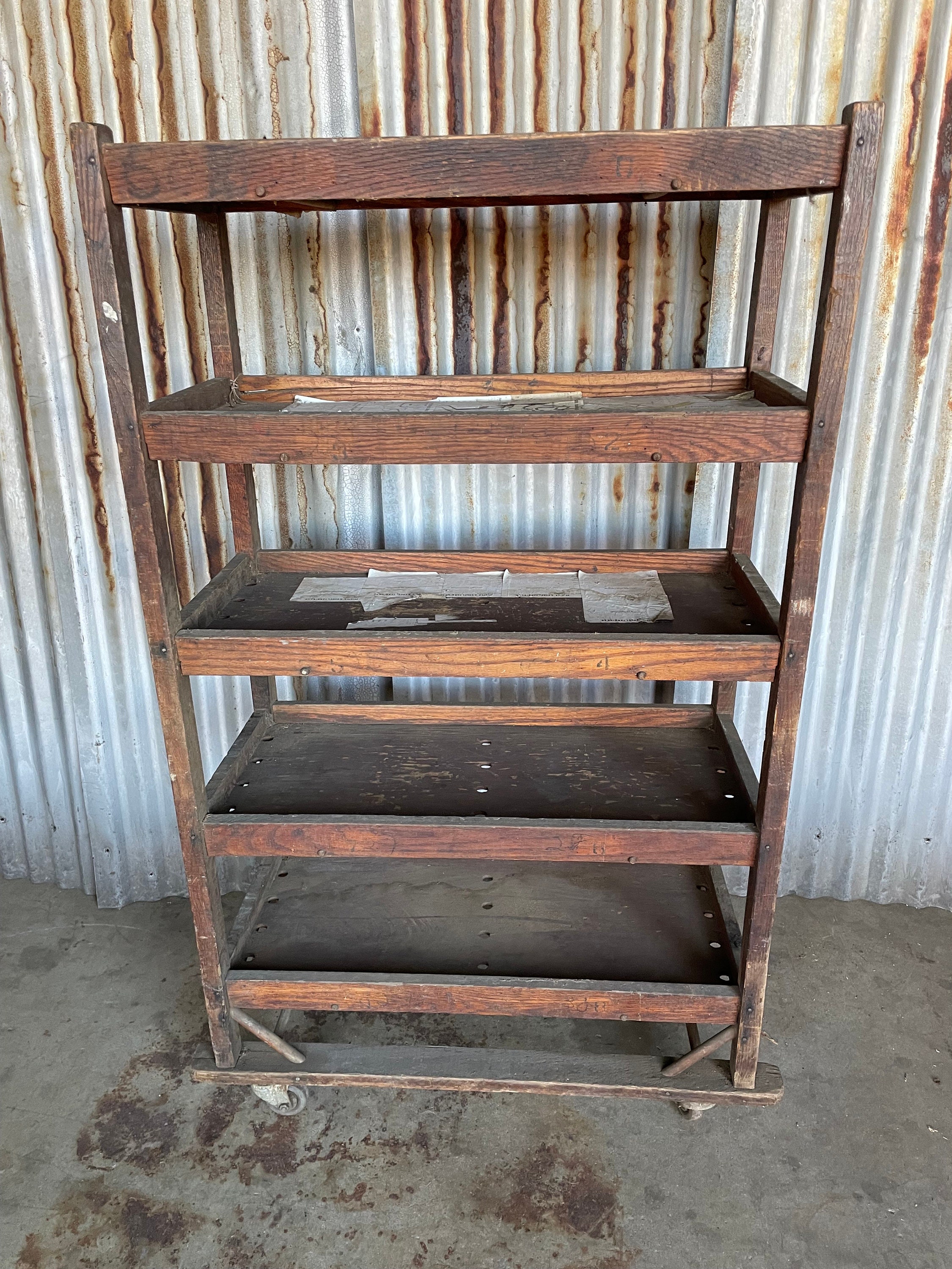 Authentic Antique Shoe Factory Rack 53” X 34” X 16” X 10” Shelf