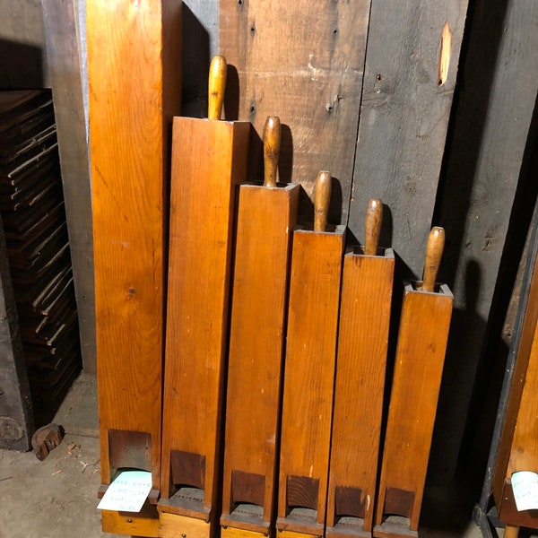 Set of 6 Large Wooden Pipe Organ Pipes Graduated Sizes 28” to 45” Tall