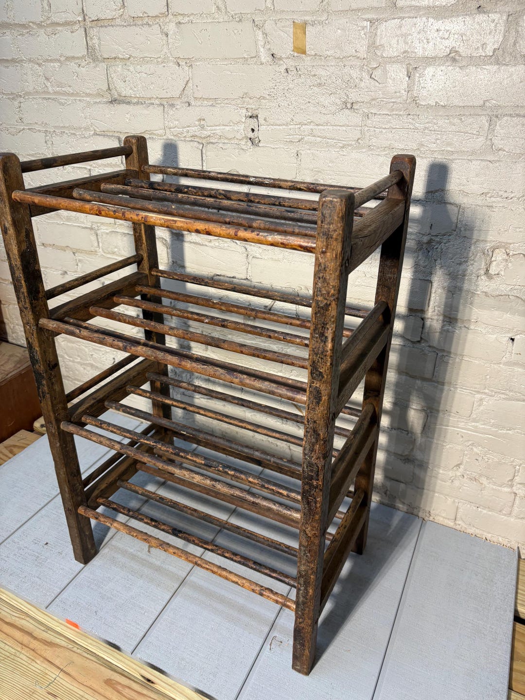 Factory Rack Frame Vintage Authentic Antique Shoe Factory Rack Short Version 32” Tall X 21” Wide X ...