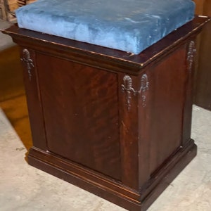 Antique Mahogany Masonic Altar 34” Tall x 30” Wide x 24” Deep With Storage Under Top Cushion -Nice Original Finish