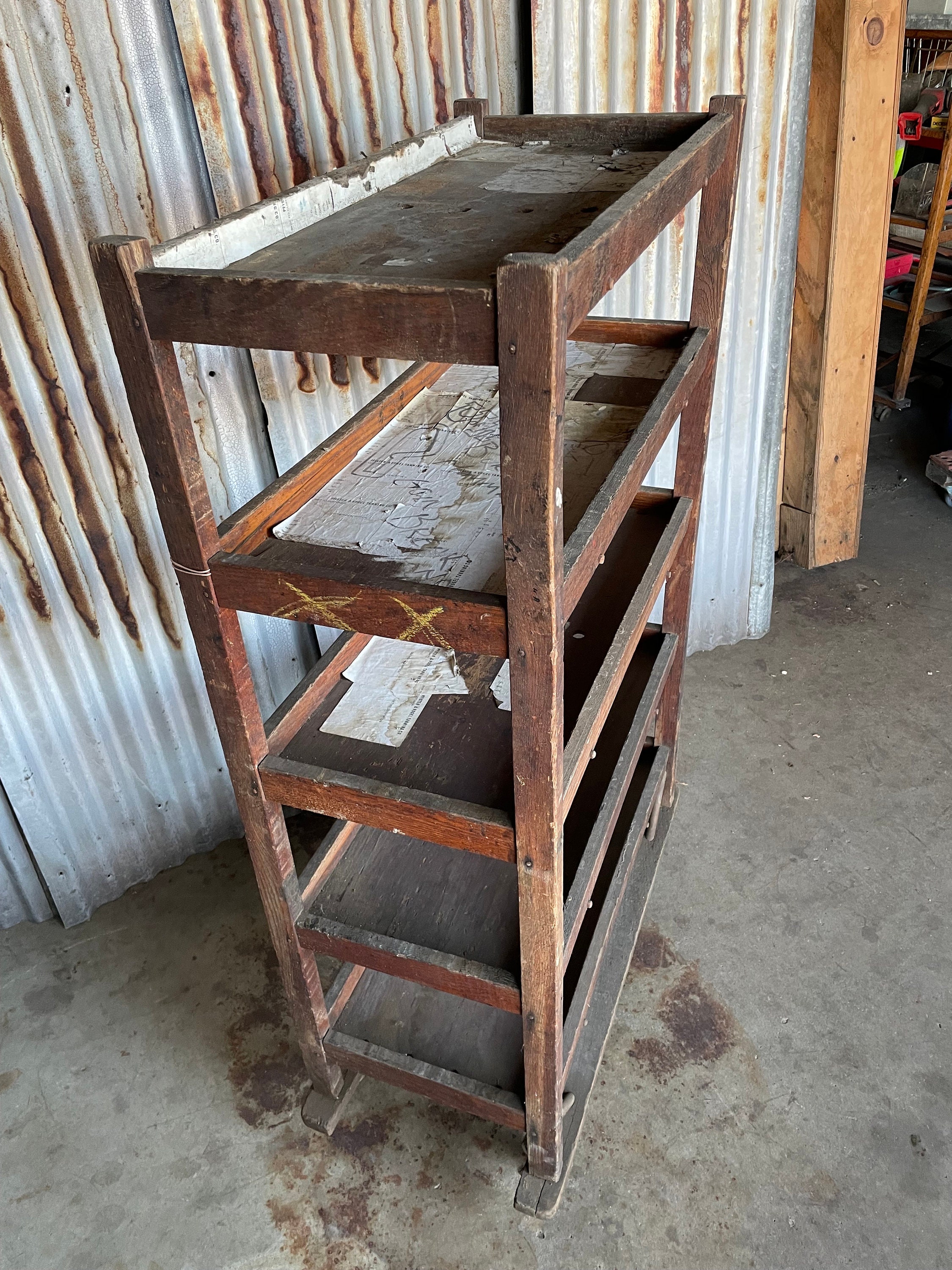 Authentic Antique Shoe Factory Rack 53” X 34” X 16” X 10” Shelf
