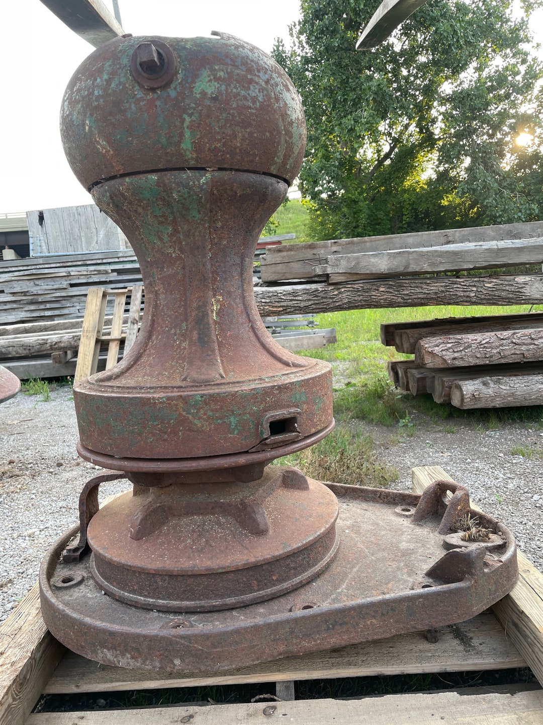 Large Heavy Antique Marine Cast Iron Capstan or Windlass From Large Freighter for Nautical