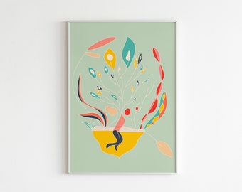 Botanical Woman Art, Plant Print - Wall Art - 11x14 Art Print, 8x10 Art Print