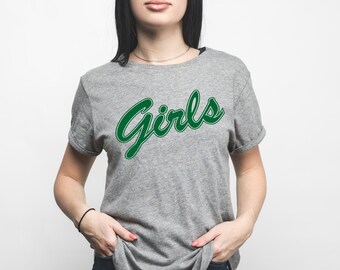 Girls slogan tshirt green print / red print. Super cute rachel monica style t-shirt on ultra soft cotton tops