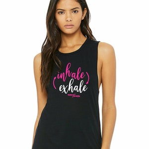 Inhale Exhale yoga top.  ladies luxury soft yoga workout top. yogi asana meditation breathe