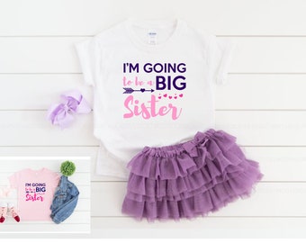 Je vais être un t-shirt de grande sœur! nouvelle maman annonce de bébé genre révéler cadeau pour les frères et sœurs plus âgés!