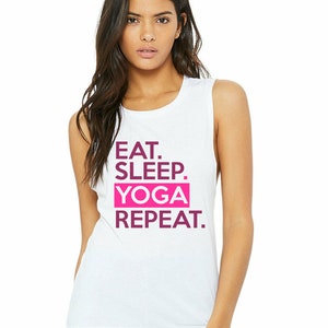 Eat Sleep Yoga Repeat workout top. luxury soft yoga top vest sleeveless top