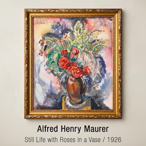 ヴィンテージのバラの静物画、アルフレッド・ヘンリー・マウラーの壁画、パブリックドメインの絵画ダウンロード