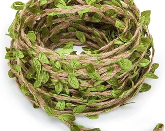 Green Leaf Twine Vine String Rustic Jute Twine Vintage Jungle Decoration Gift Wrap Wedding Garland Foliage UK Stock