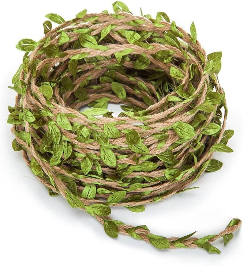 Guita de hoja verde, cuerda de vid, cuerda de yute rústica, decoración de la selva Vintage, envoltura de regalo, guirnalda de boda, follaje, stock del Reino Unido imagen 1