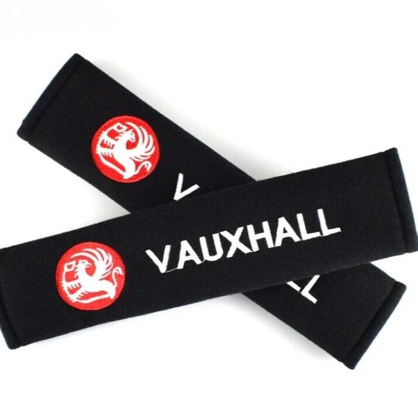 VAUXHALL Embroidered Seat Belt Pads Covers Shoulder Strap Cushion Corsa Mokka Astra Vivaro VXR New