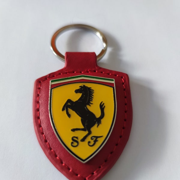 Ferrari Scuderia Red Leather Keyring Fob 2023 Season F1 Racing Formula 1 Race Car Key Chain