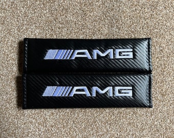 AMG 2 pcs Carbon Fiber Seat Belt Cover Car Accessories Shoulder Strap Protector Vehicle Accessories