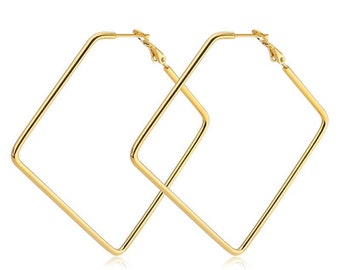 Square Hoops | Hoop Earrings | Sqaure Earrings | Statement Hoops | Mothers Day Gift | Gold Hoops | Affordable Jewellery | Danity Earrings