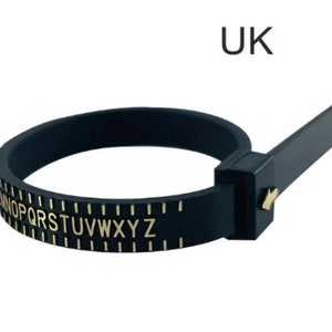 UK Ring Sizer, Black Ring Sizer, Ring Measurement Guide, Adjustable Ring Gauge, Measurer for men and women, Adjustable Ring Sizer, Rings