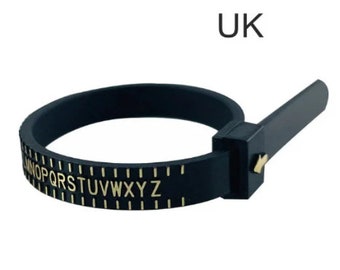 UK Ring Sizer, Black Ring Sizer, Ring Measurement Guide, Adjustable Ring Gauge, Measurer for men and women, Adjustable Ring Sizer, Rings
