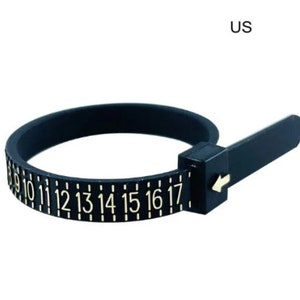 US Ring Sizer, Black Ring Sizer, Ring Measurement Guide, Adjustable Ring Gauge, Measurer for men and women, Adjustable Ring Sizer, Rings