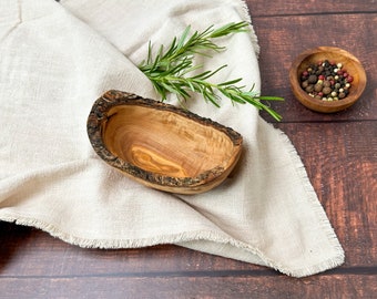 Schale | Schüssel Oval rustikal aus Olivenholz gut für Snacks, Erdnüsse, Oliven usw. geeignet