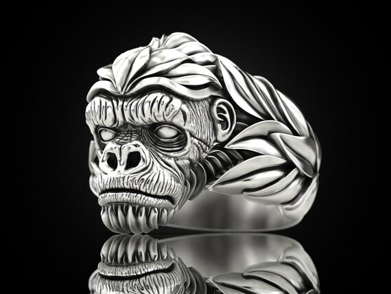 925 Starling Silver Handmade Gorilla Ring Monkey Ring Ape Ring