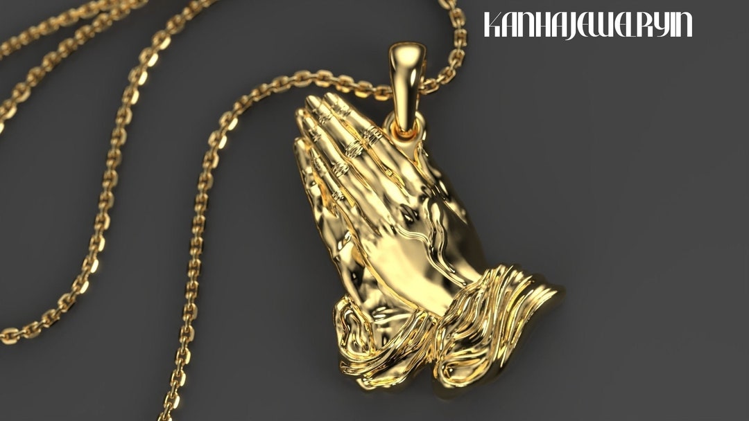 Jesus Praying Hands Silver Necklace Religious Gifts Gift for Etsy