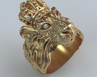 925 Cadeau d’homme en argent, bague faite à la main du roi lion, bague Pinky Men du roi lion, bijoux en argent de tête de roi, bague en argent animal, bague de lion roi.