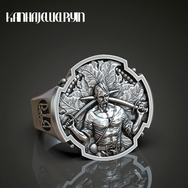 925 starling silver Handmade Ukrainian warrior Cossack trident ring.