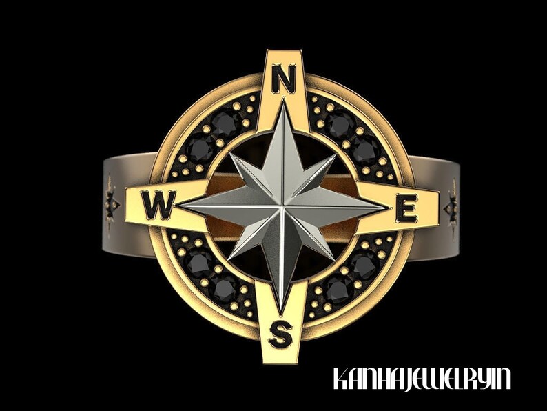 Compass Ring Wind Rose Ring Sterling Silver 925 Etsy