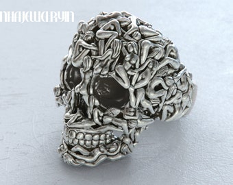 925 Starling silver handmade  Skull ring women-bodies, women-bodies skull ring, unique ring, girlfriend gift, boyfriend gift, mori ring