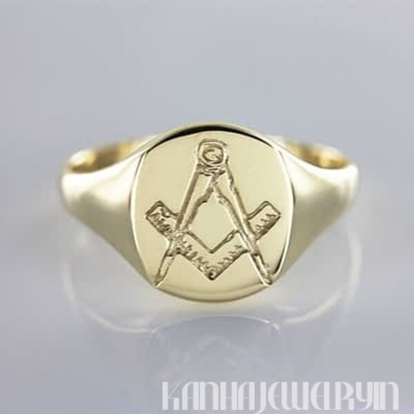 Men's Sterling Silver Freemason Ring - Square & Compass Symbol With Letter G, Masonic Jewelry - View #7