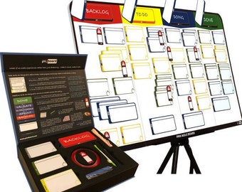 Agile Management Full Combo Set, Magnetic Board & Cards Set for Office, Home, School. 156 Pieces Agile Magnetic Cards Set with a Board