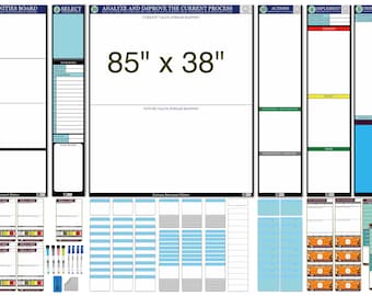 Kaizen Board Set, Magnetic Modular Boards, Continuous Improvement Kit