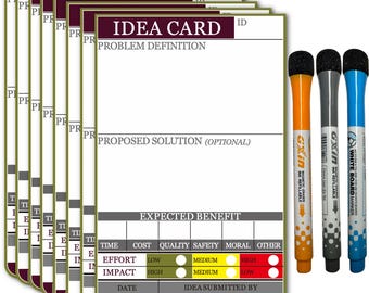 Kaizen Idea Cards – Magnetic Whiteboard Labels, Reusable Visual Tool
