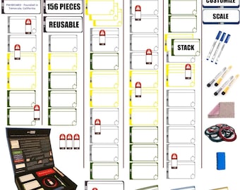 Conjunto de Cartões Magnéticos PMXBOARD para Gestão Ágil, Cartões de Tarefas Kanban e Scrum Reutilizáveis, Cartões de Detalhes, Títulos e Bloqueio, Marcadores