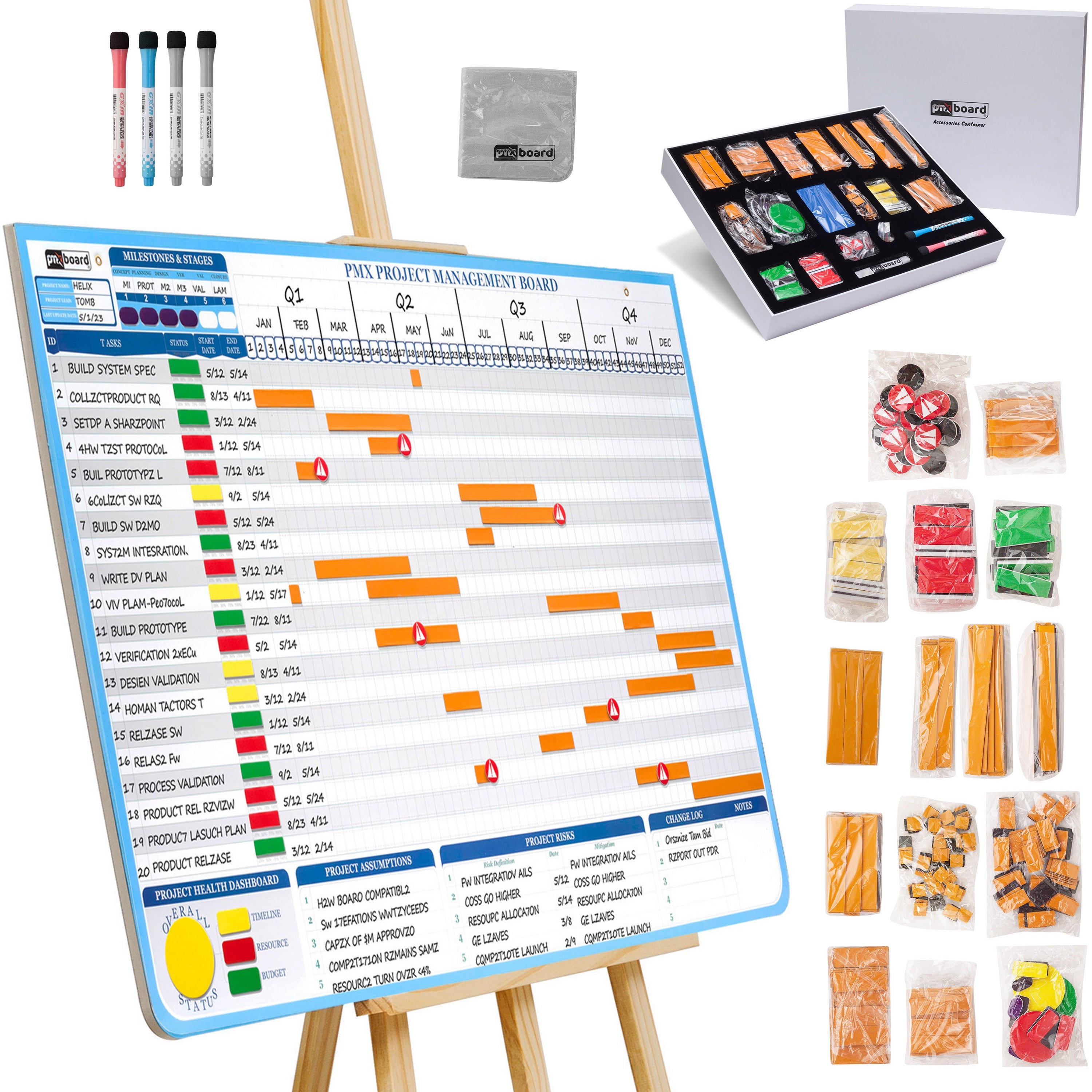 Gantt Chart Whiteboard Kit: Project Management Board with Magnets