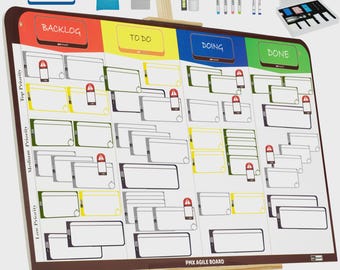 PMXBOARD Kanban Scrum Board Set with Magnetic Cards, Agile Management Toolset for Office, Home & School