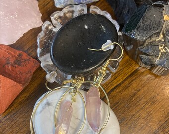 Pink quartz earrings